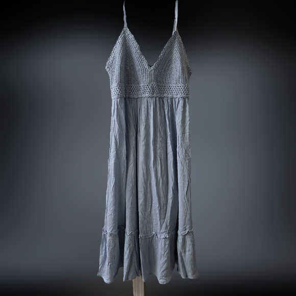 Blush Light Blue A-Line Dress with Knit Bustline - Picture 1 of 3